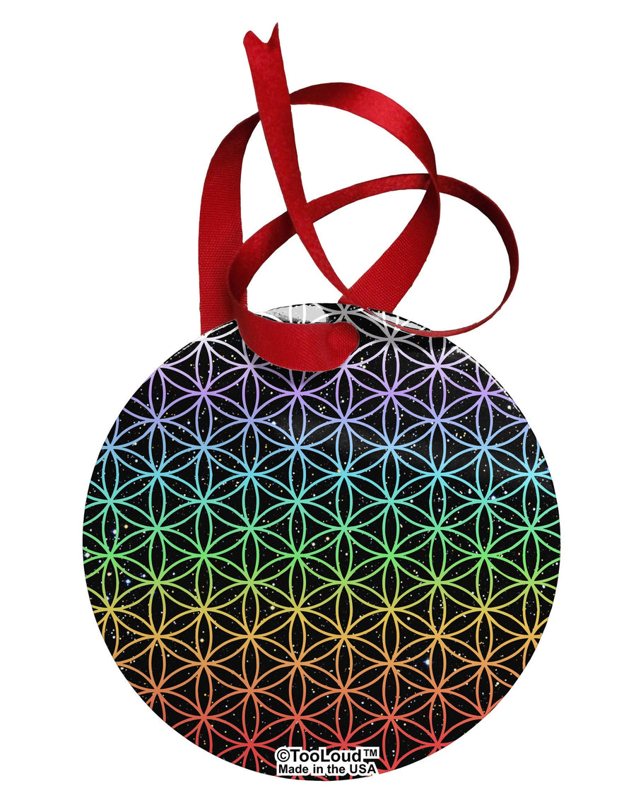 Chakra Colors Flower of Life Circular Metal Ornament All Over Print-Ornament-TooLoud-White-Davson Sales