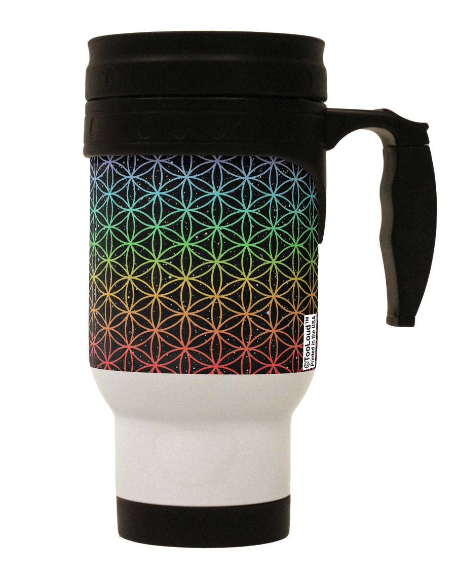 Chakra Colors Flower of Life Stainless Steel 14oz Travel Mug All Over Print-Travel Mugs-TooLoud-White-Davson Sales