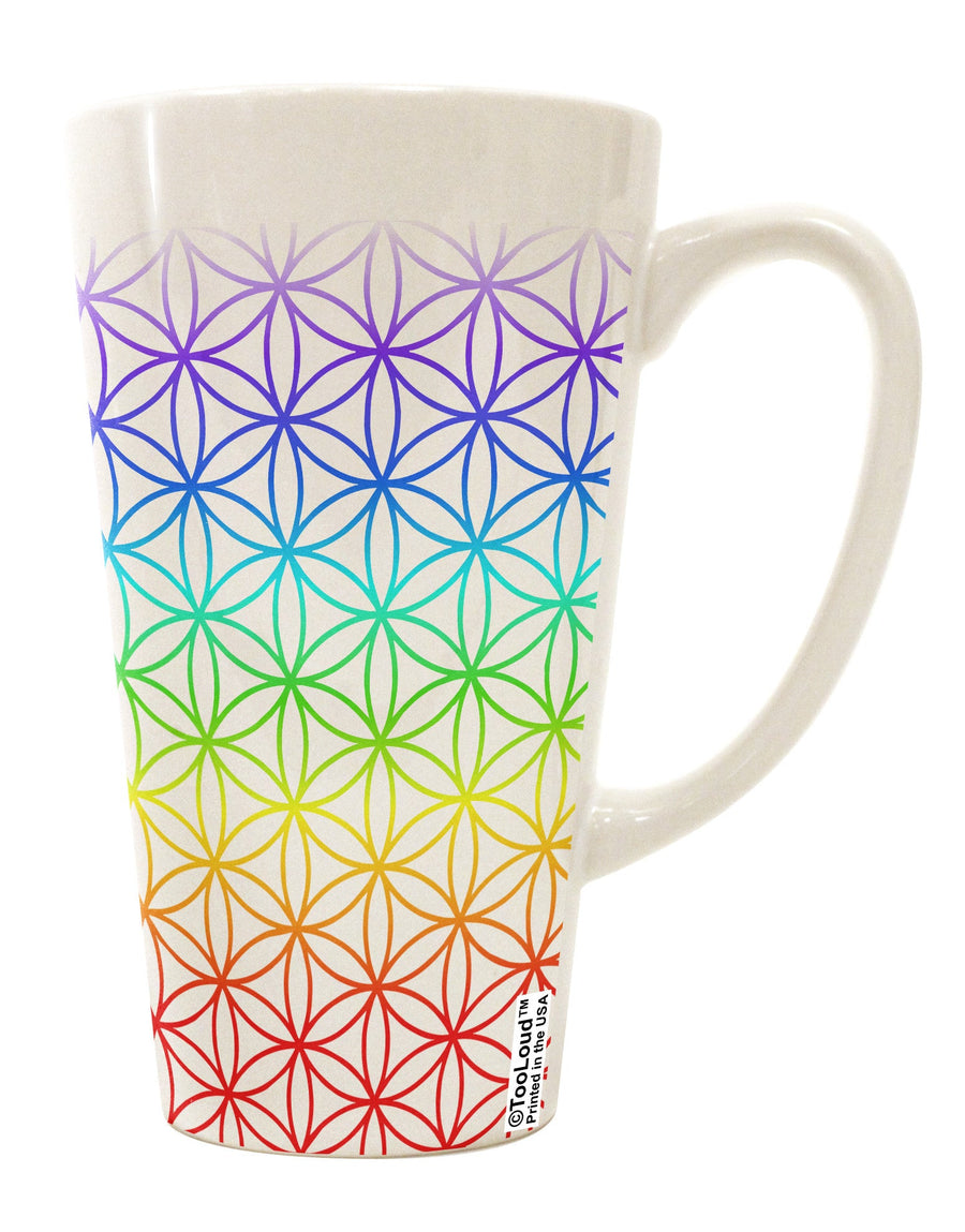 Chakra Flower of Life on White - Exquisite 16 Ounce Conical Latte Coffee Mug All Over Print - TooLoud-Conical Latte Mug-TooLoud-White-Davson Sales