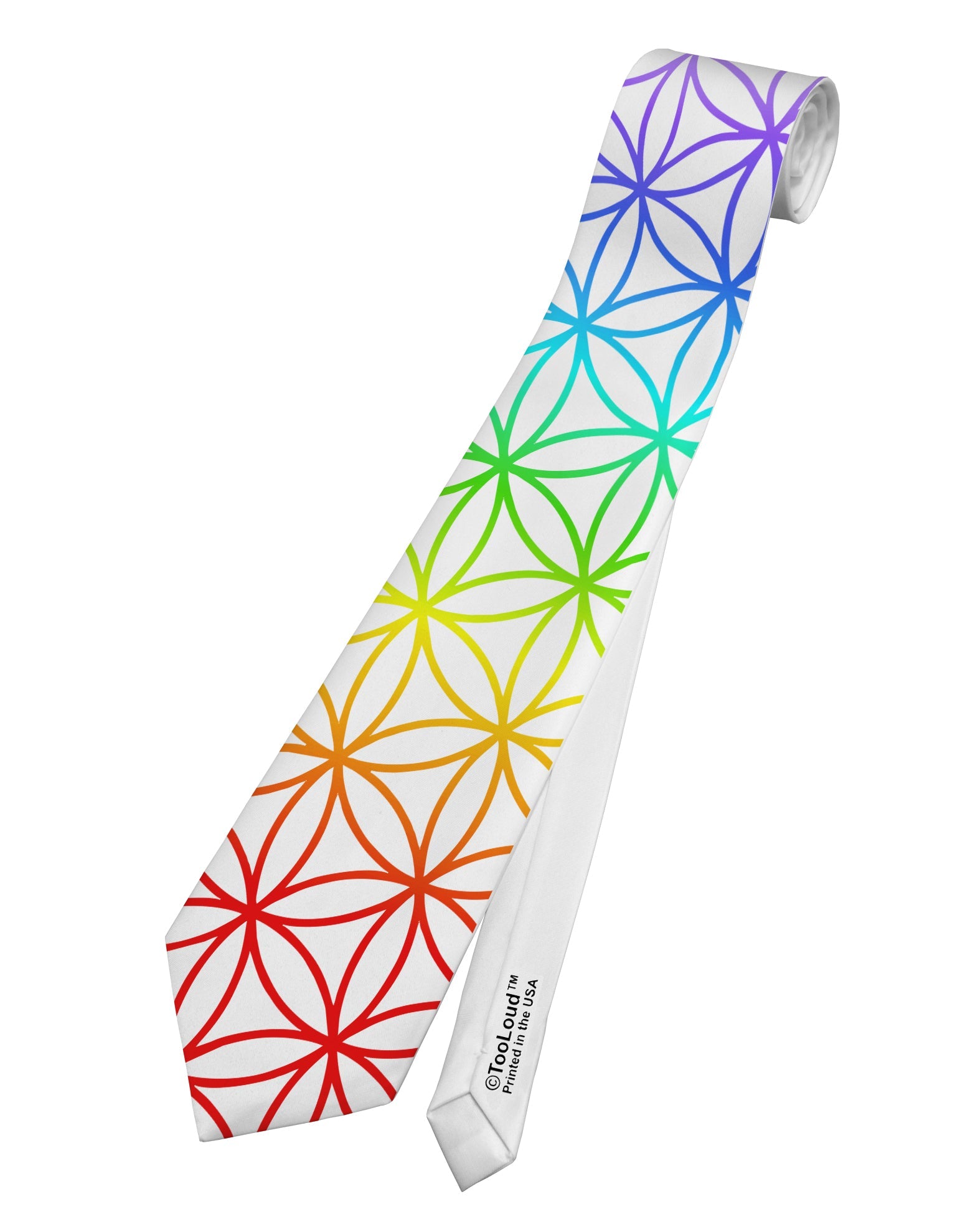 Chakra Flower of Life on White Printed White Necktie All Over Print by TooLoud