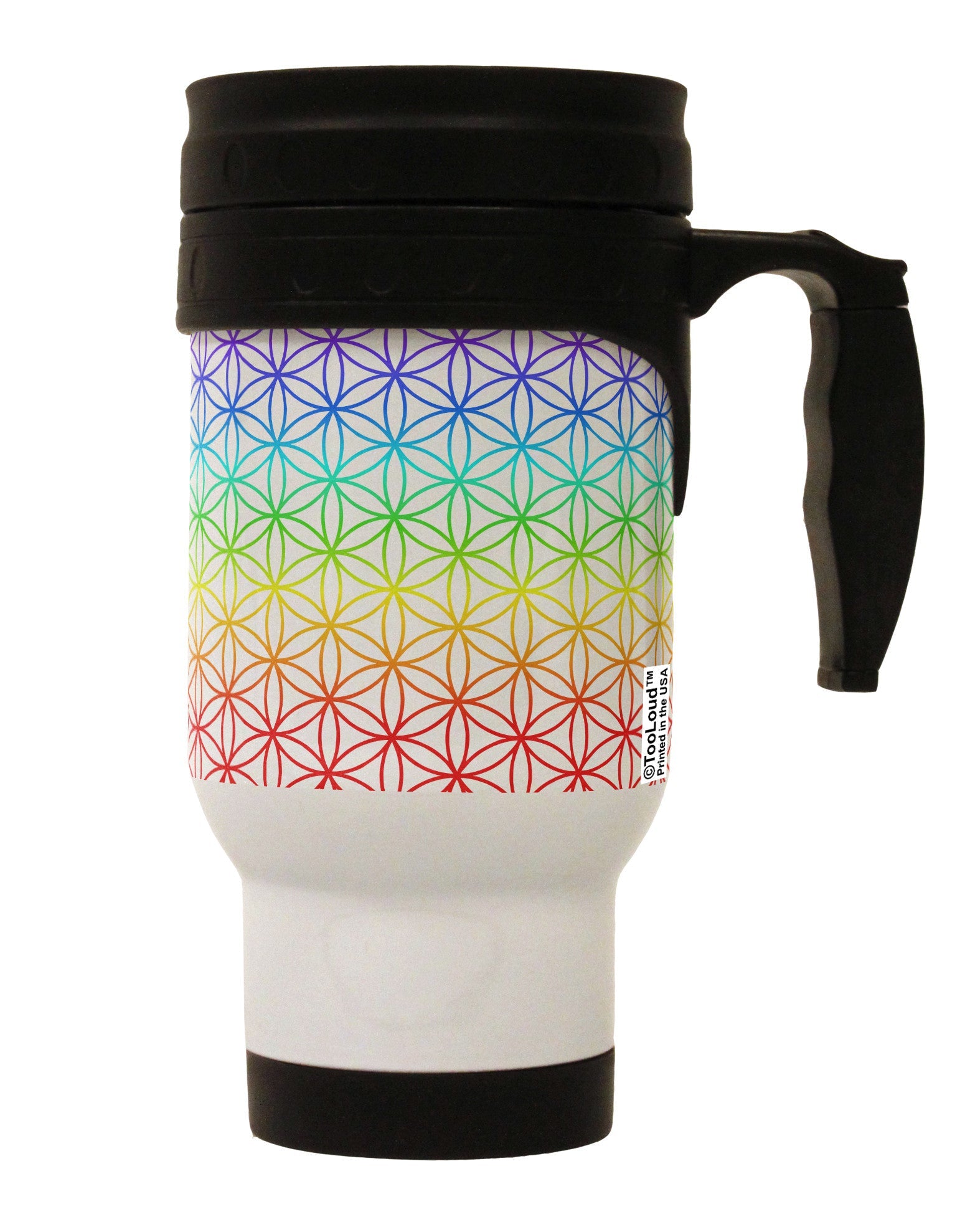 Chakra Flower of Life on White Stainless Steel 14oz Travel Mug All Over Print-Travel Mugs-TooLoud-White-Davson Sales