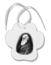 Charles Darwin Black and White Paw Print Shaped Ornament by TooLoud-Ornament-TooLoud-White-Davson Sales