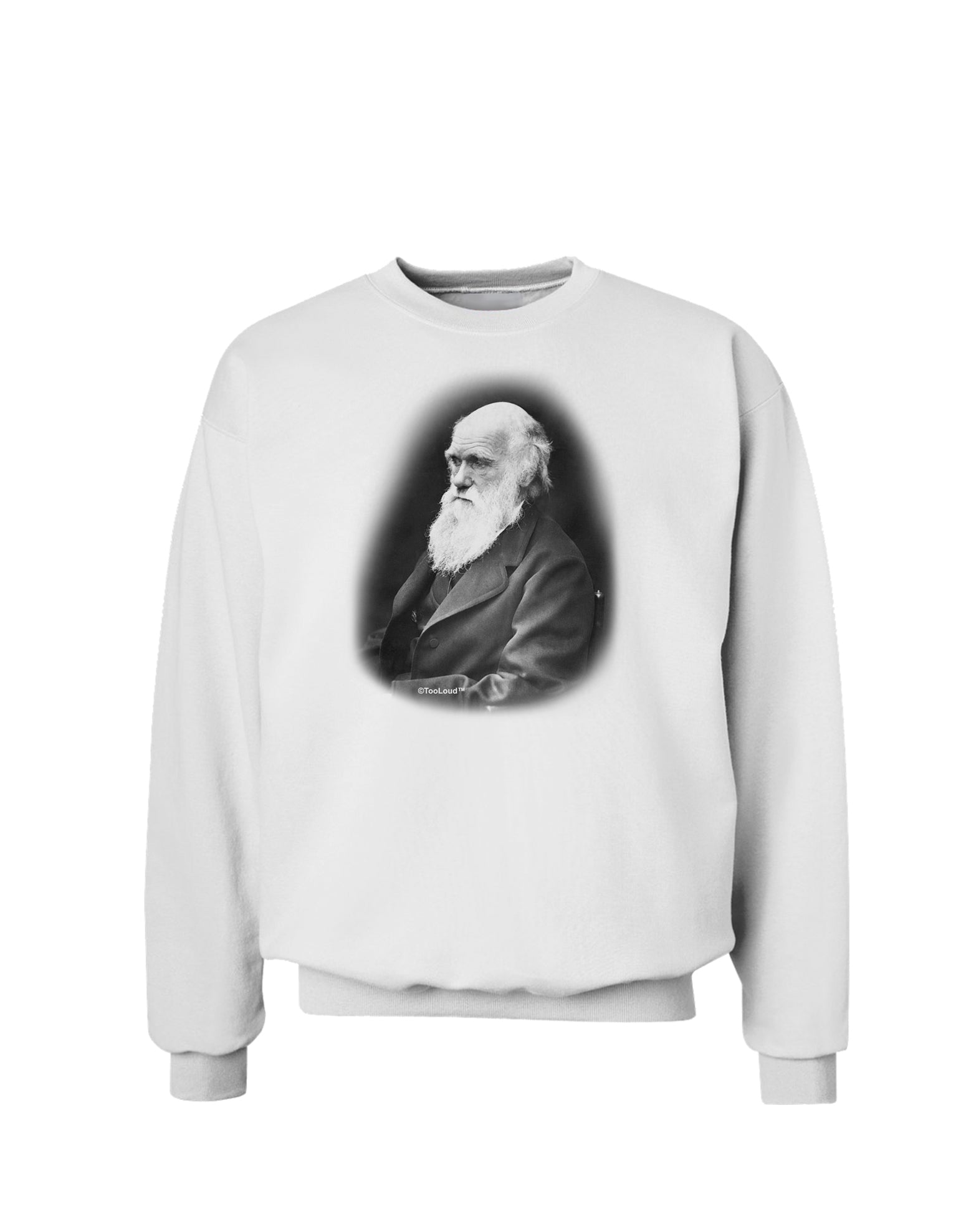 Charles Darwin Black and White Sweatshirt by TooLoud-Sweatshirts-TooLoud-White-Small-Davson Sales