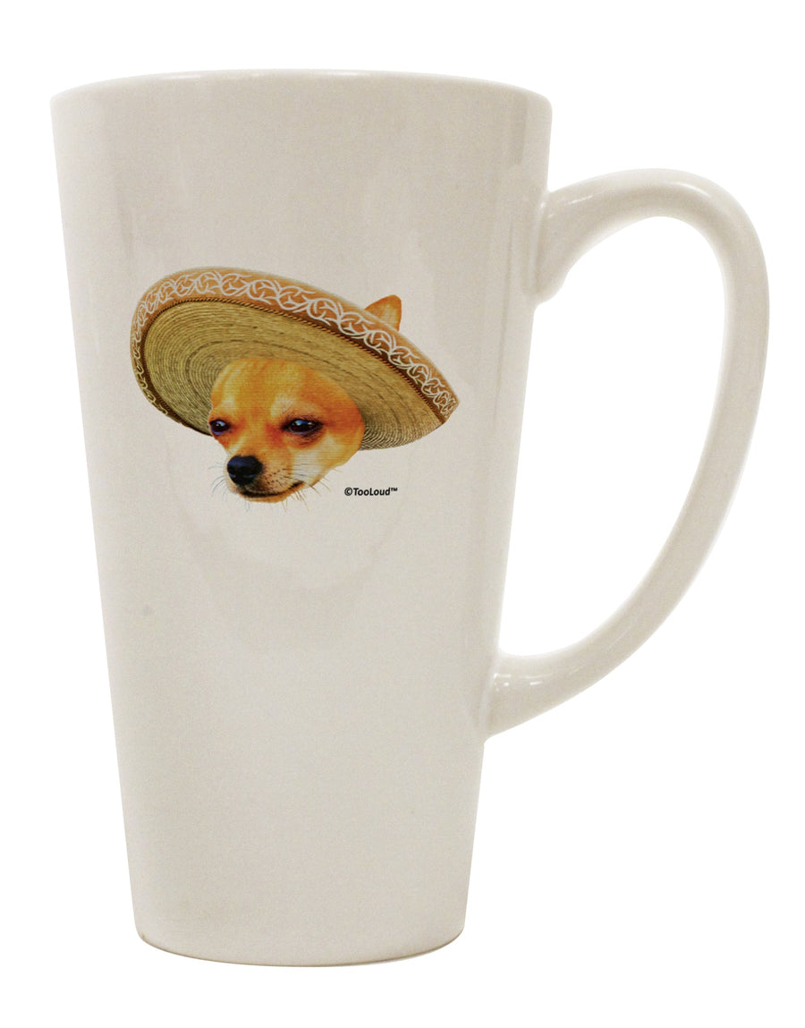 Charming Chihuahua Dog with Sombrero - Exquisite Patchwork Design 16 Ounce Conical Latte Coffee Mug by TooLoud-Conical Latte Mug-TooLoud-White-Davson Sales