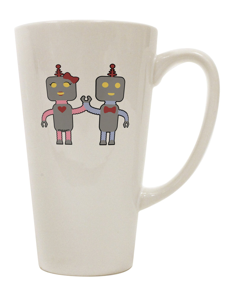 Charming Robot Adoration 16 Ounce Conical Latte Coffee Mug - Expertly Crafted by TooLoud-Conical Latte Mug-TooLoud-White-Davson Sales