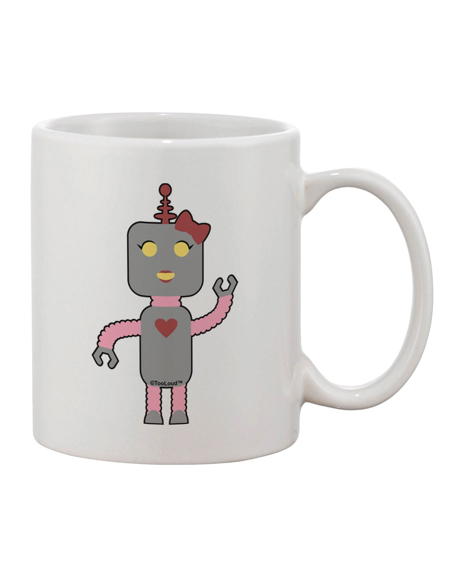 Charming Robot Design on an 11 oz Coffee Mug - Expertly Crafted by TooLoud-11 OZ Coffee Mug-TooLoud-White-Davson Sales