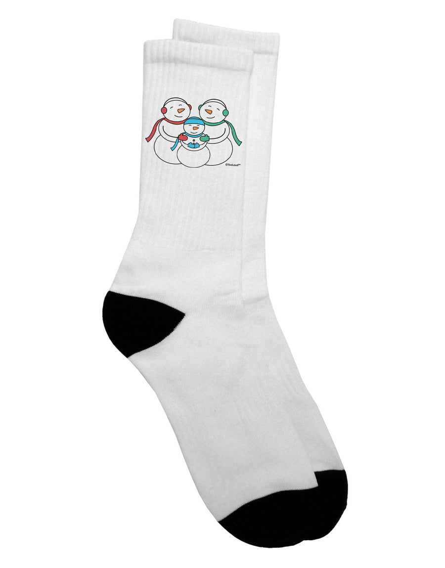 Charming Snowman Family with Boy Adult Crew Socks - Exclusively by TooLoud-Socks-TooLoud-White-Ladies-4-6-Davson Sales