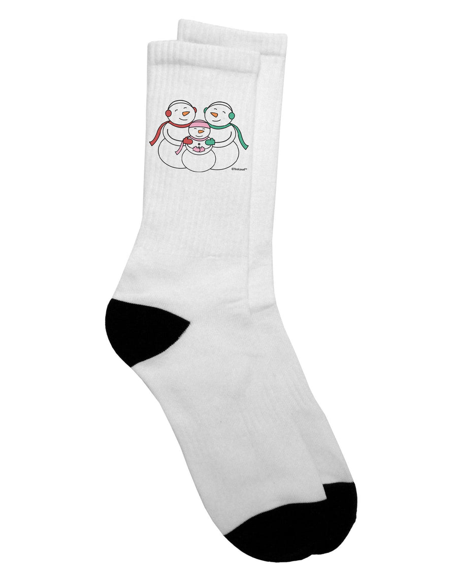 Charming Snowman Family with Girl Adult Crew Socks - Exclusively by TooLoud-Socks-TooLoud-White-Ladies-4-6-Davson Sales