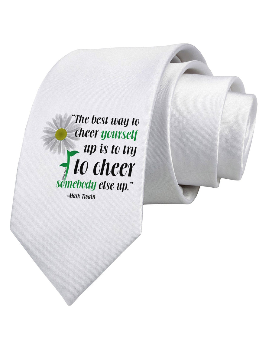 Cheer Yourself Up Mark Twain Printed White Necktie