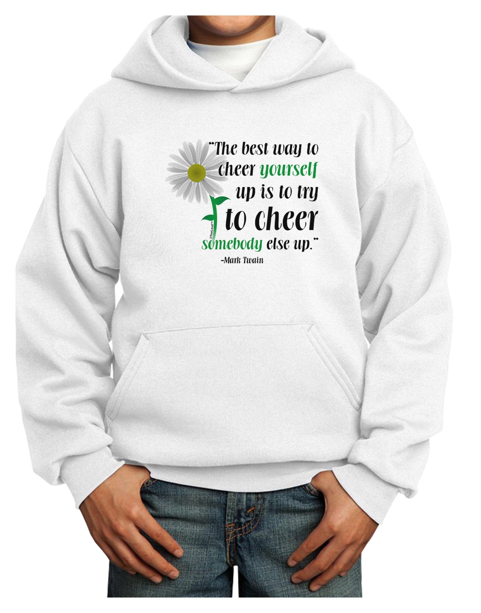 Cheer Yourself Up Mark Twain Youth Hoodie Pullover Sweatshirt-Youth Hoodie-TooLoud-White-XL-Davson Sales