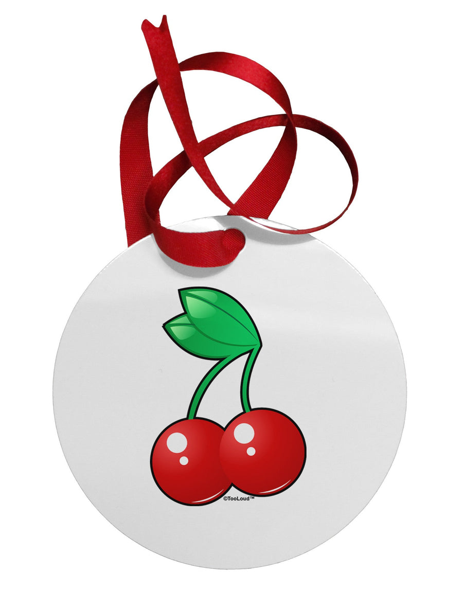 Cherries Circular Metal Ornament-Ornament-TooLoud-White-Davson Sales