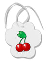 Cherries Paw Print Shaped Ornament-Ornament-TooLoud-White-Davson Sales