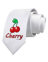 Cherry Text Printed White Necktie