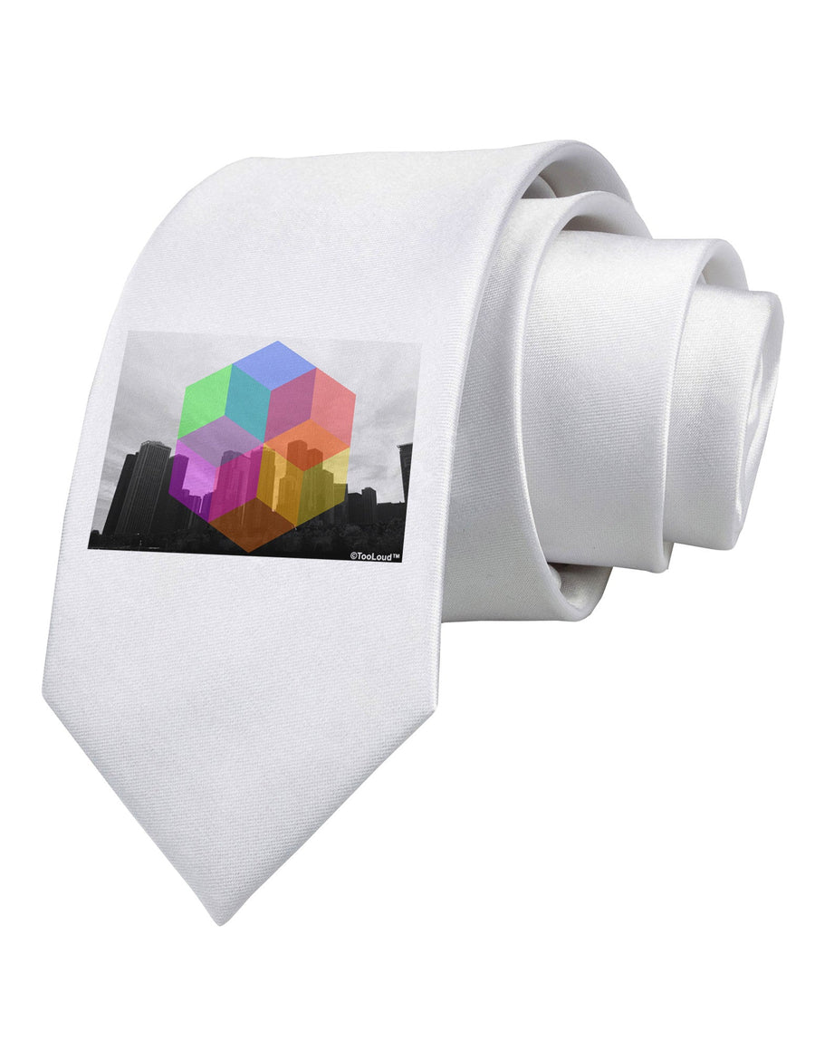 Chicago Abstract Printed White Necktie