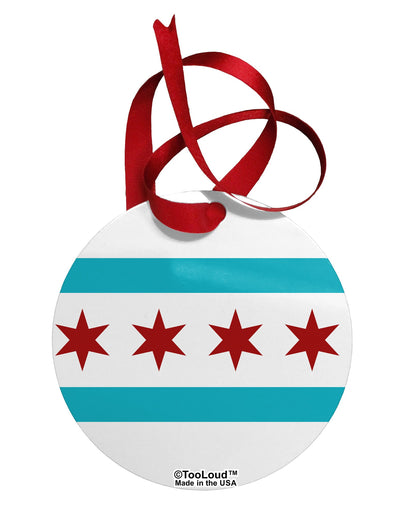 Chicago Flag AOP Circular Metal Ornament All Over Print-Ornament-TooLoud-White-Davson Sales