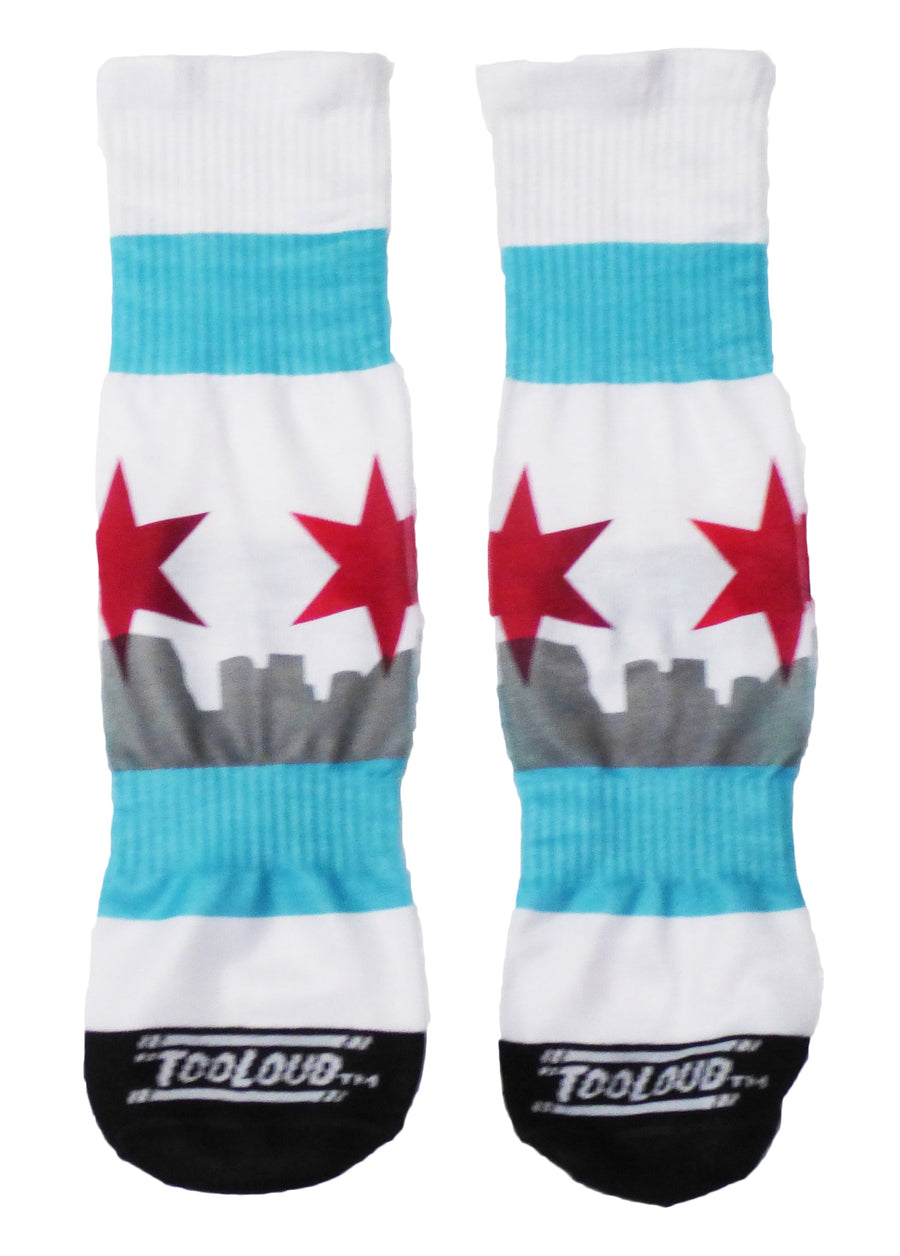 Chicago Flag Skyline All Over Print Adult Crew Socks - TooLoud-Socks-TooLoud-White-Ladies-4-6-Davson Sales