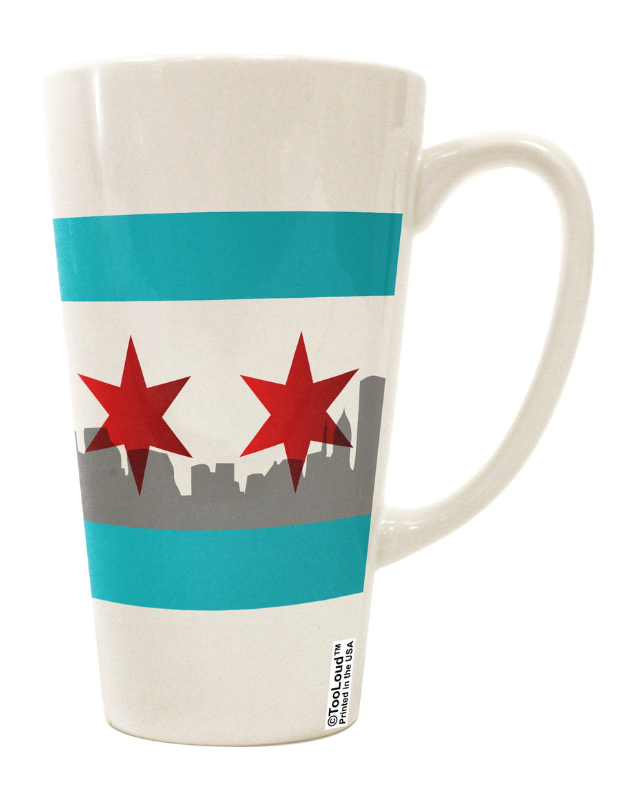 Chicago Flag Skyline AOP 16 Ounce Conical Latte Coffee Mug - Expertly Crafted Drinkware-Conical Latte Mug-TooLoud-White-Davson Sales