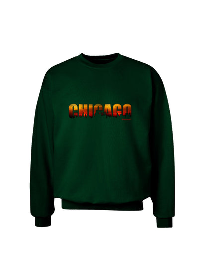 Chicago Skyline Cutout - Sunset Sky Adult Dark Sweatshirt by TooLoud-Sweatshirts-TooLoud-Deep-Forest-Green-Small-Davson Sales