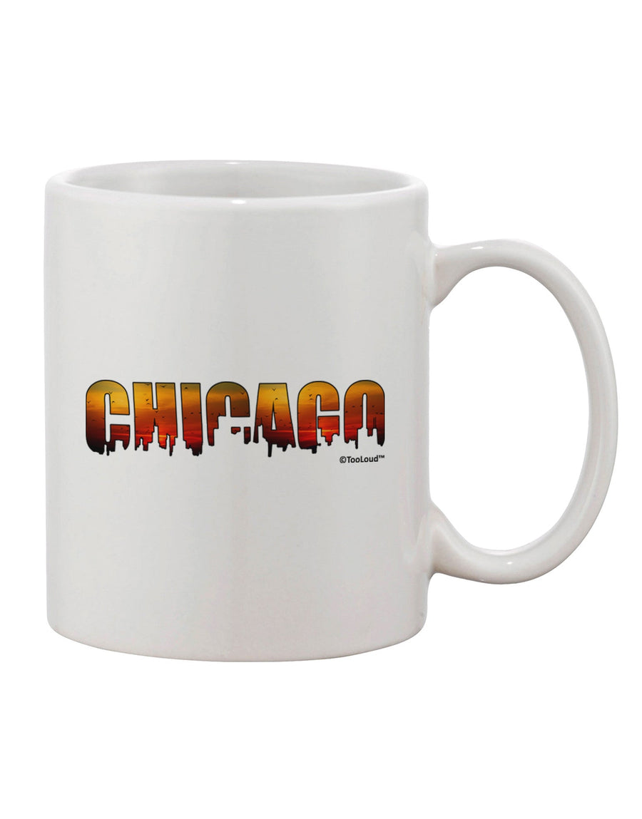 Chicago Skyline Cutout - Sunset Sky Printed 11 oz Coffee Mug - Expertly Crafted by TooLoud-11 OZ Coffee Mug-TooLoud-White-Davson Sales