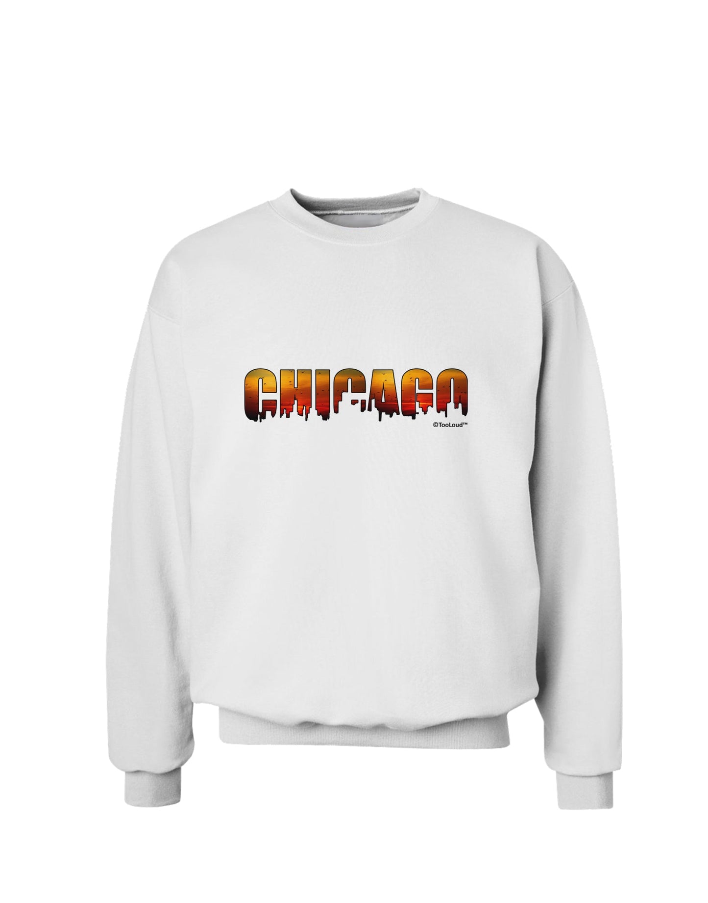Chicago Skyline Cutout - Sunset Sky Sweatshirt by TooLoud-Sweatshirts-TooLoud-White-Small-Davson Sales