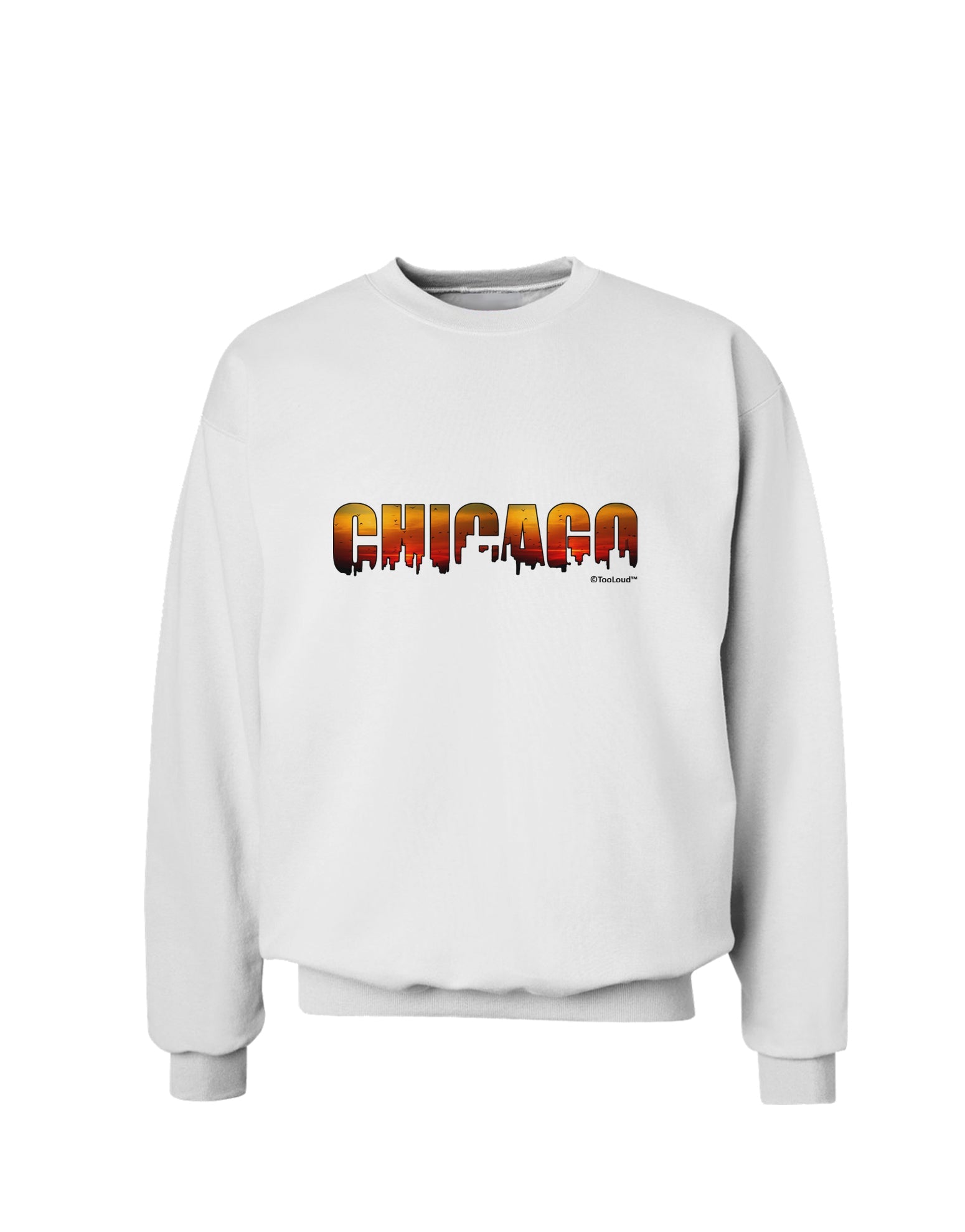 Chicago Skyline Cutout - Sunset Sky Sweatshirt by TooLoud-Sweatshirts-TooLoud-White-Small-Davson Sales