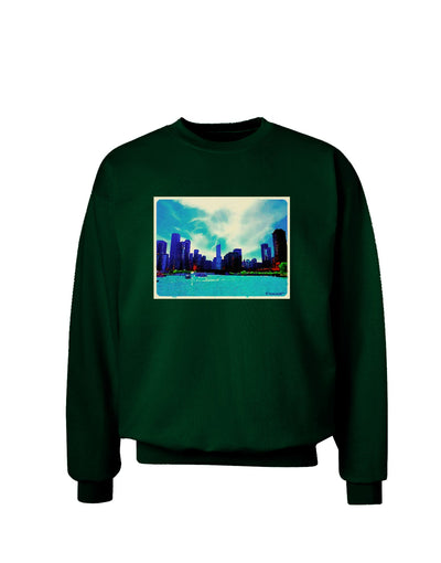 Chicago Skyline Watercolor Adult Dark Sweatshirt-Sweatshirts-TooLoud-Deep-Forest-Green-Small-Davson Sales