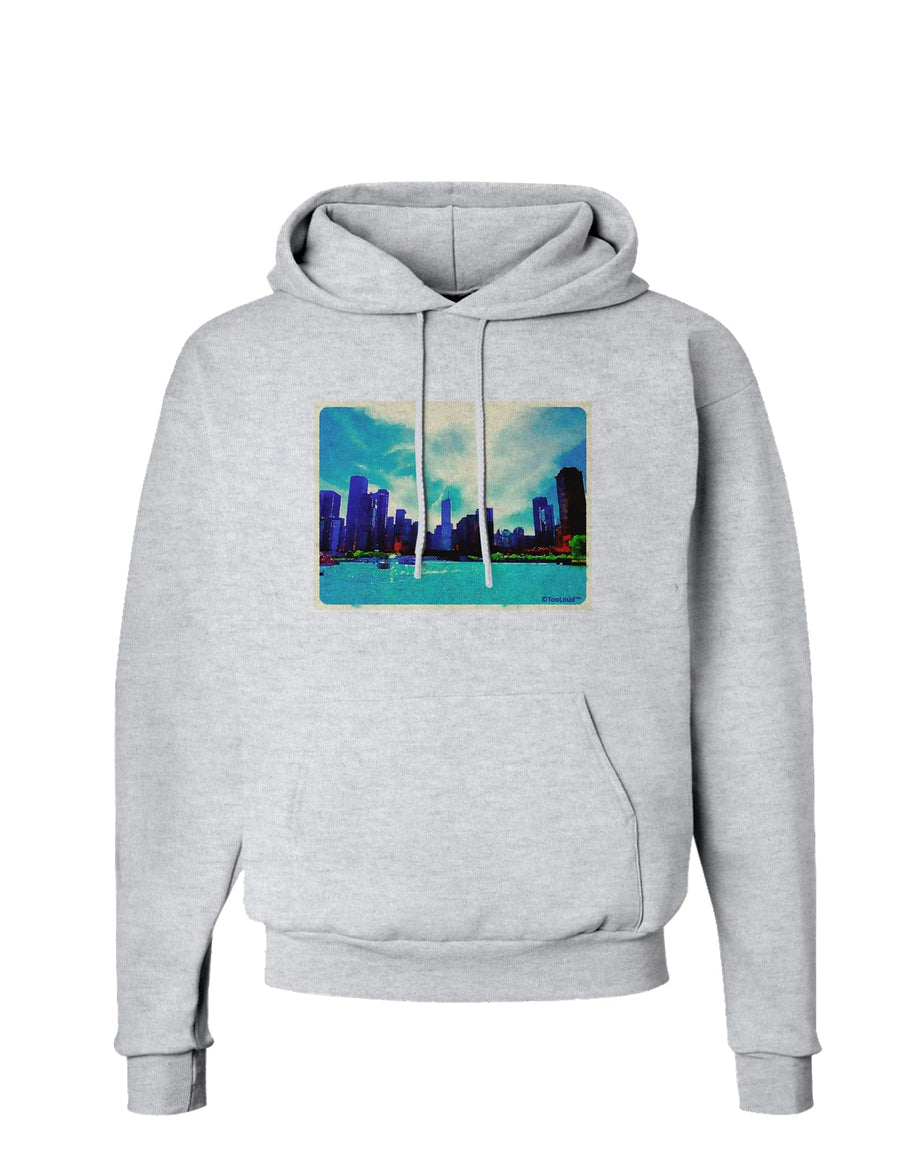 Chicago Skyline Watercolor Hoodie Sweatshirt-Hoodie-TooLoud-White-Small-Davson Sales