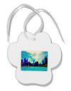 Chicago Skyline Watercolor Paw Print Shaped Ornament-Ornament-TooLoud-White-Davson Sales