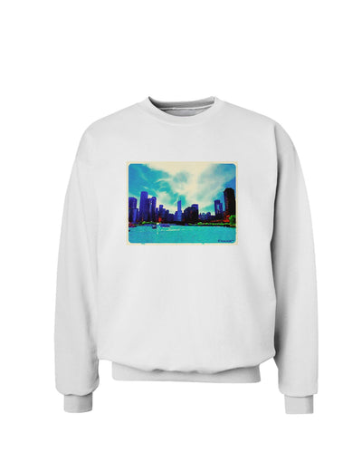 Chicago Skyline Watercolor Sweatshirt-Sweatshirts-TooLoud-White-Small-Davson Sales