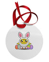 Chick In Bunny Costume Circular Metal Ornament-Ornament-TooLoud-White-Davson Sales