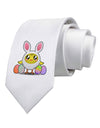 Chick In Bunny Costume Printed White Necktie