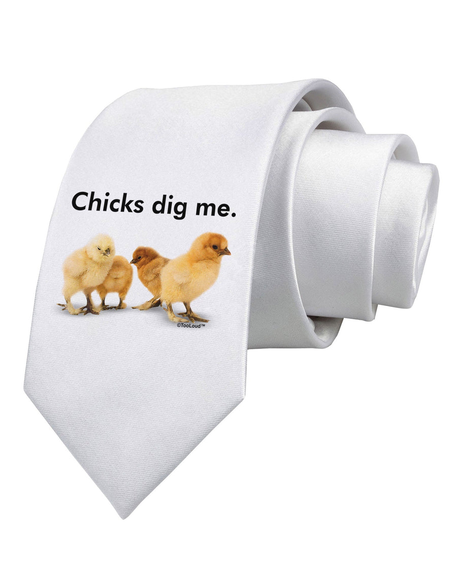 Chicks Dig Me Printed White Necktie