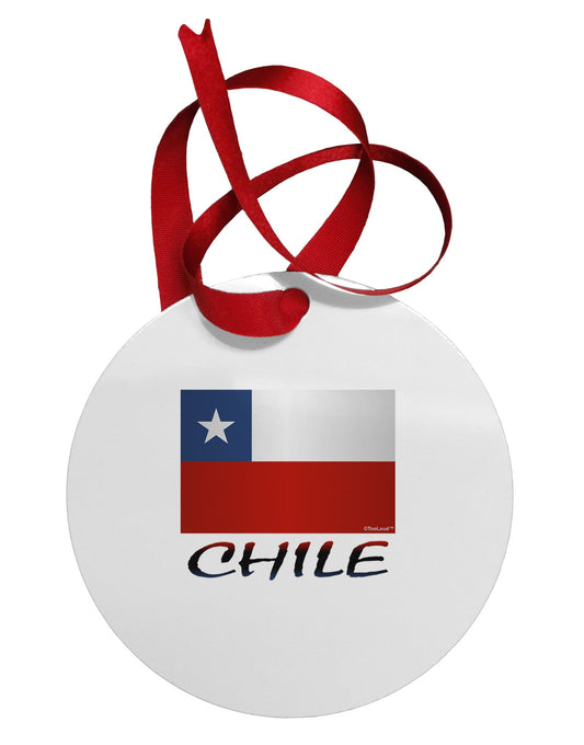 Chile Flag Circular Metal Ornament-Ornament-TooLoud-White-Davson Sales