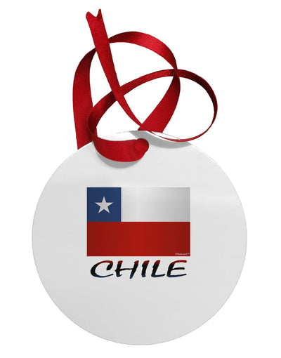 Chile Flag Circular Metal Ornament-Ornament-TooLoud-White-Davson Sales