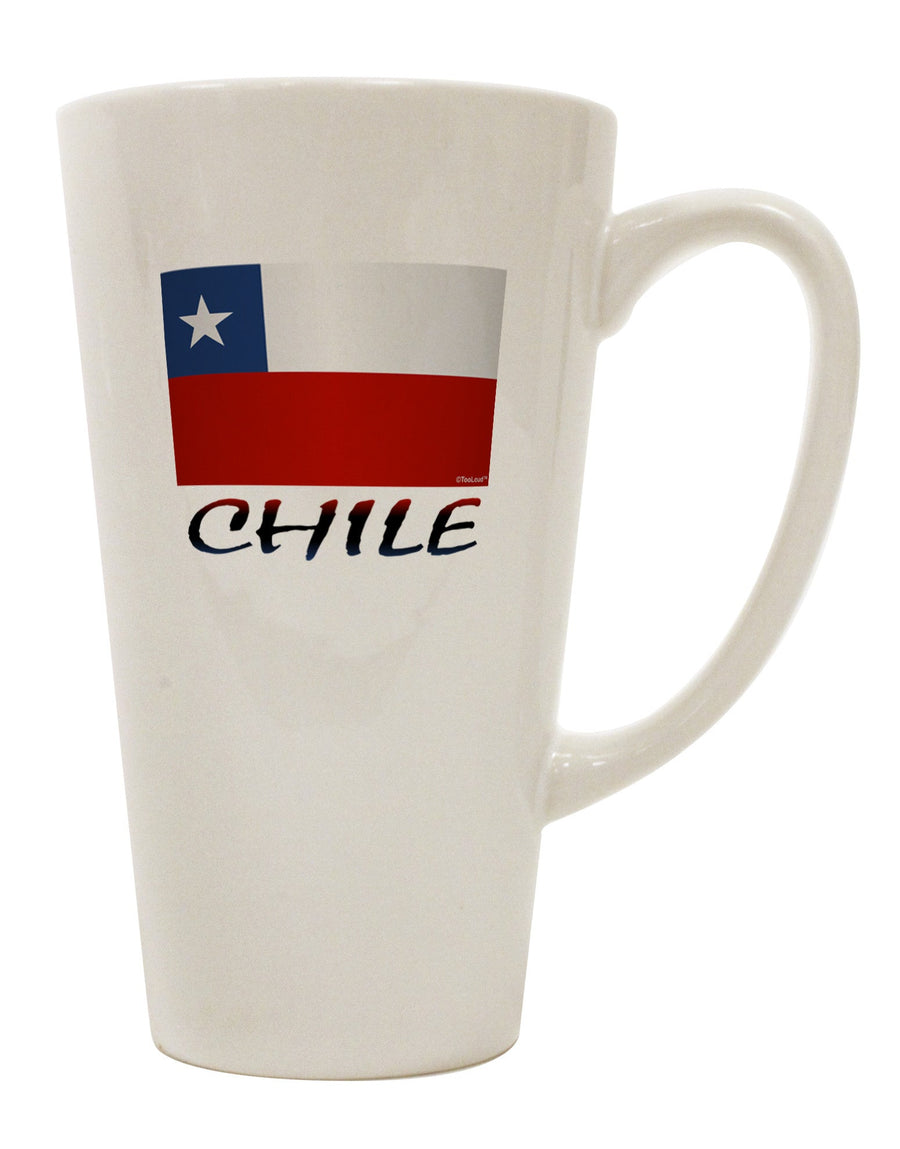 Chilean Pride 16 Ounce Conical Latte Coffee Mug - TooLoud-Conical Latte Mug-TooLoud-White-Davson Sales