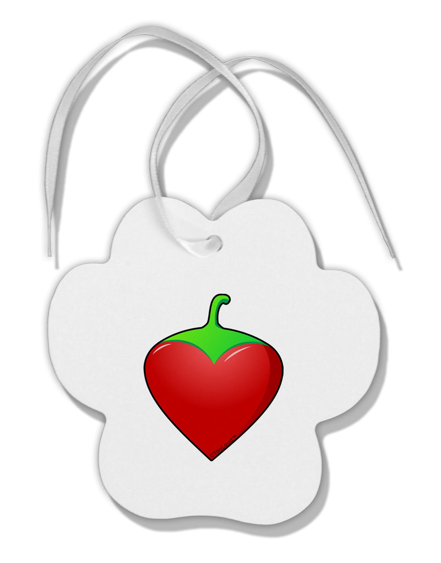 Chili Pepper Heart Paw Print Shaped Ornament-Ornament-TooLoud-White-Davson Sales