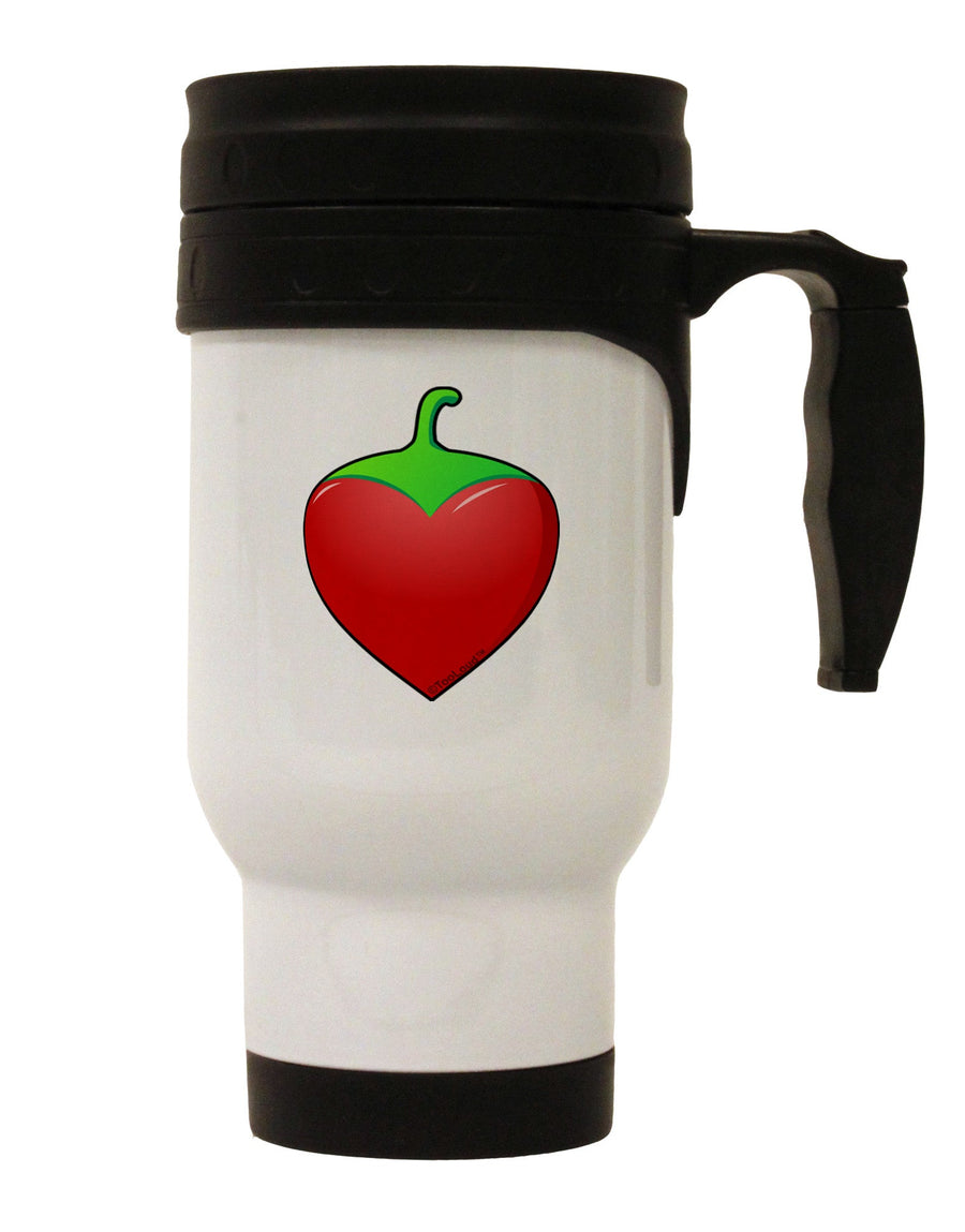 Chili Pepper Heart Stainless Steel 14oz Travel Mug-Travel Mugs-TooLoud-White-Davson Sales