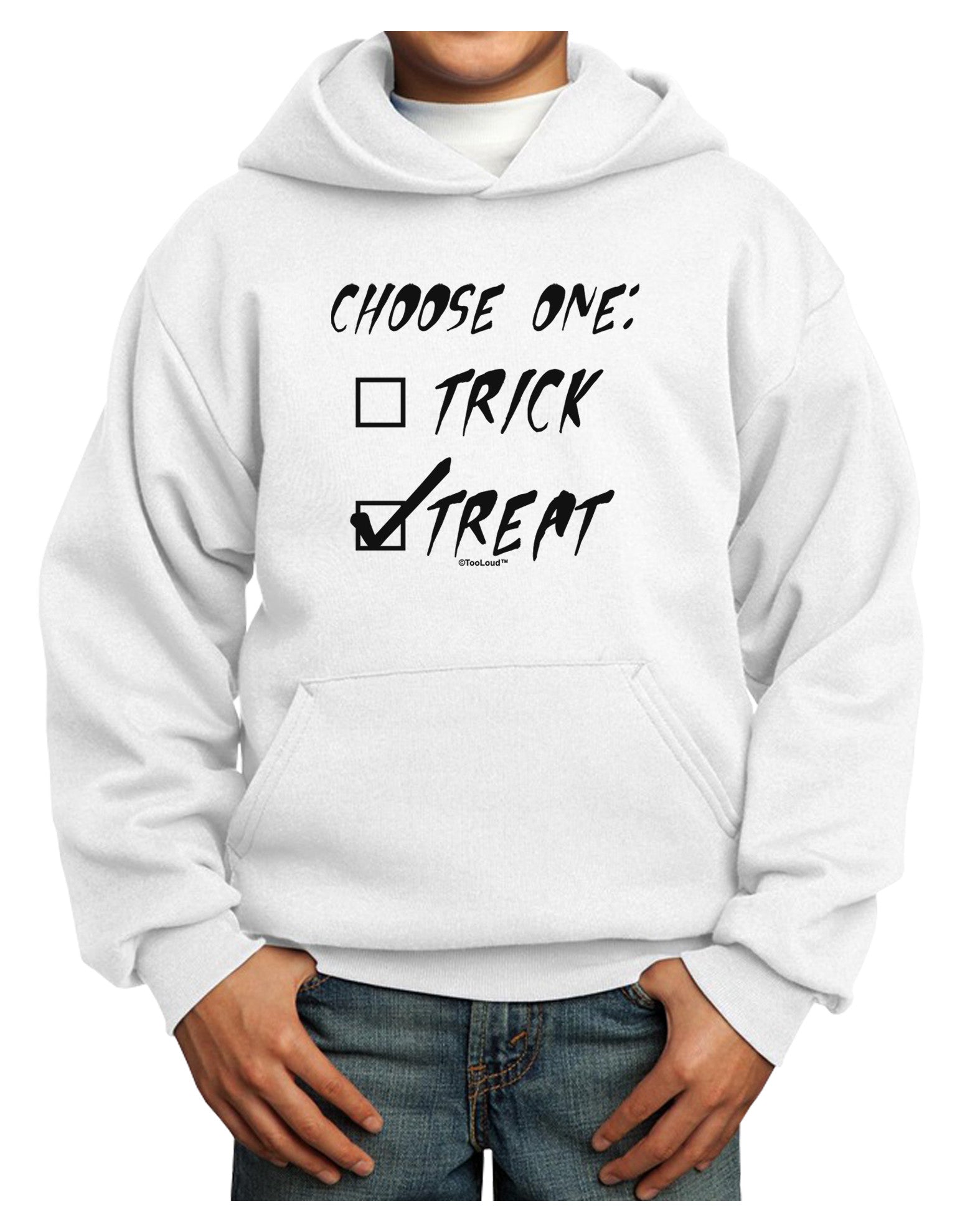 Choose One - Treat Youth Hoodie Pullover Sweatshirt-Youth Hoodie-TooLoud-White-XS-Davson Sales