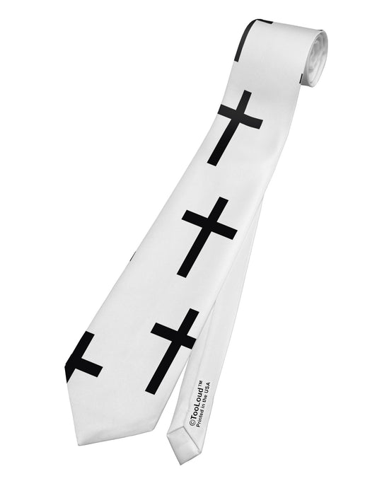 Christian Crosses Printed White Necktie All Over Print