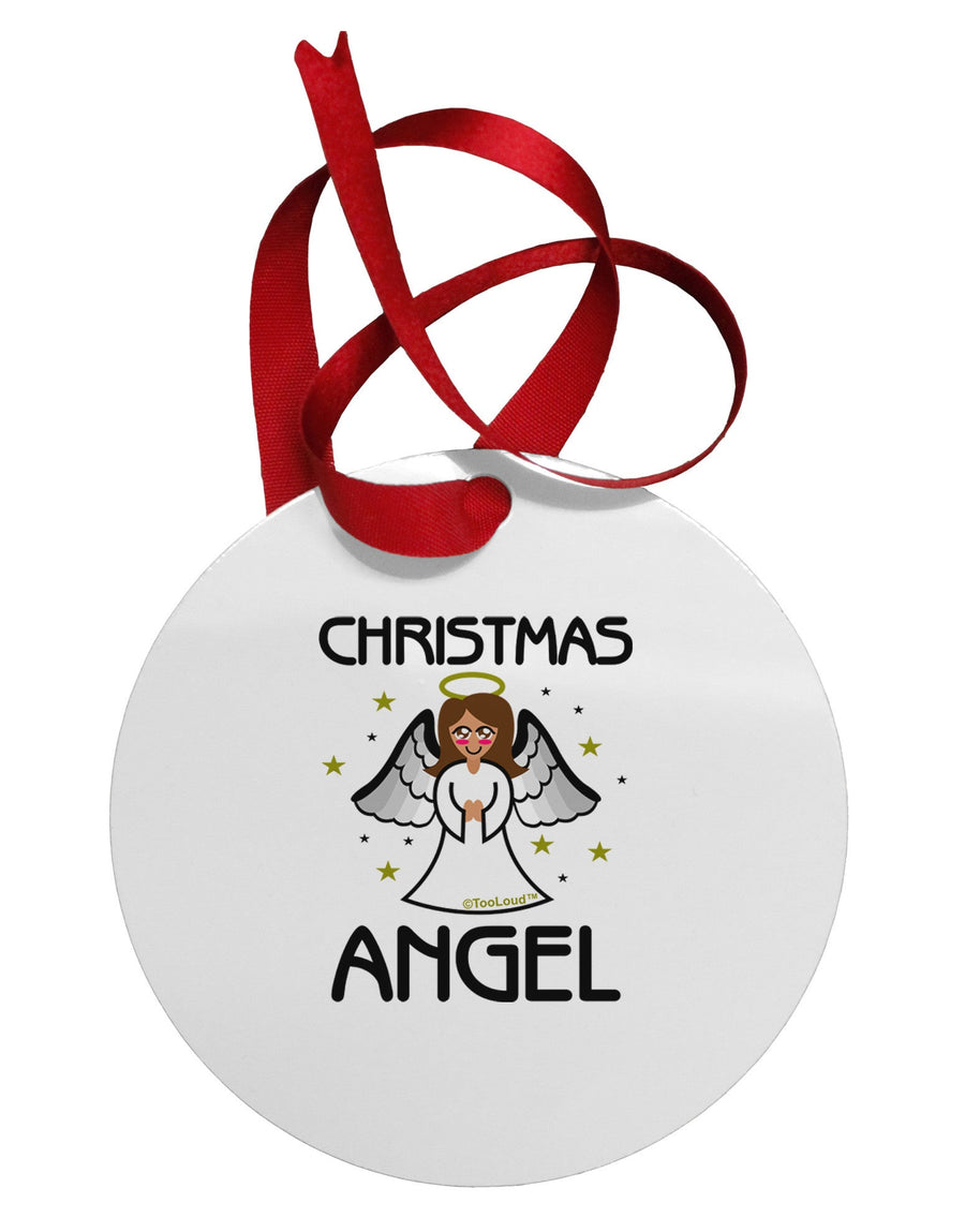 Christmas Angel Circular Metal Ornament-Ornament-TooLoud-White-Davson Sales