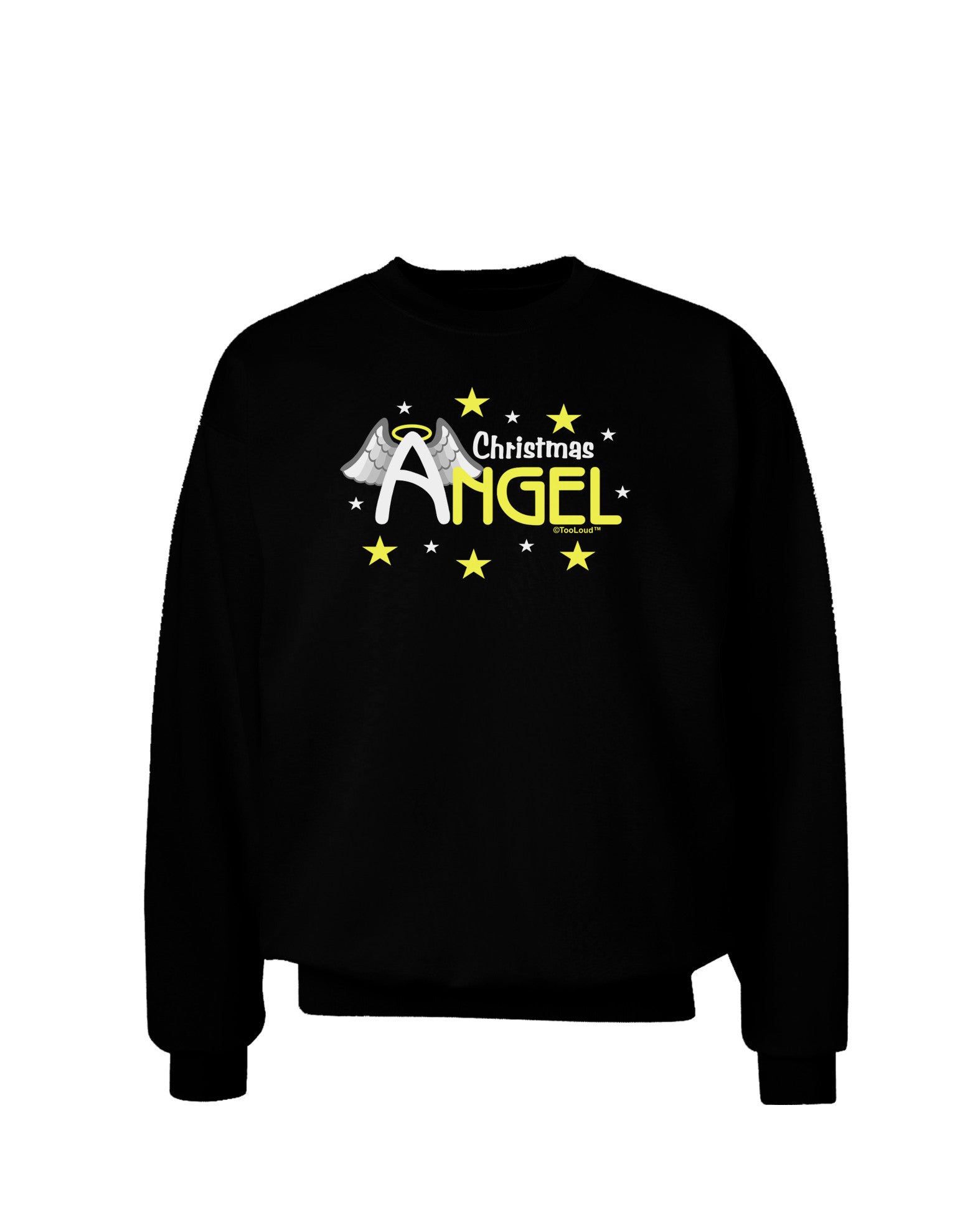 Christmas Angel Text Adult Dark Sweatshirt-Sweatshirts-TooLoud-Black-Small-Davson Sales