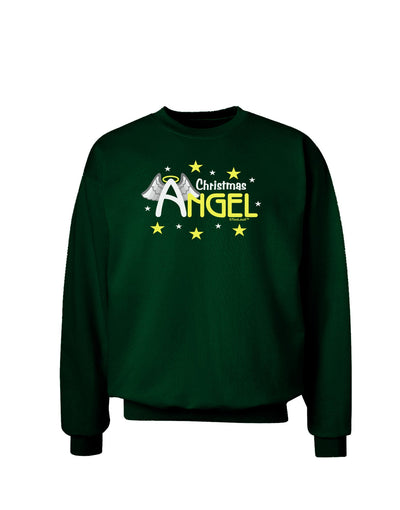 Christmas Angel Text Adult Dark Sweatshirt-Sweatshirts-TooLoud-Deep-Forest-Green-Small-Davson Sales