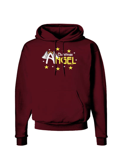 Christmas Angel Text Dark Hoodie Sweatshirt-Hoodie-TooLoud-Maroon-Small-Davson Sales