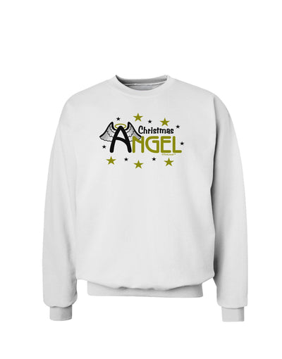 Christmas Angel Text Sweatshirt-Sweatshirts-TooLoud-White-Small-Davson Sales