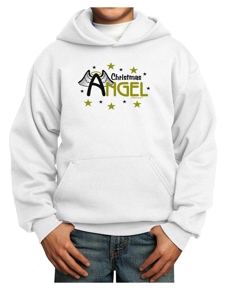 Christmas Angel Text Youth Hoodie Pullover Sweatshirt-Youth Hoodie-TooLoud-White-XS-Davson Sales