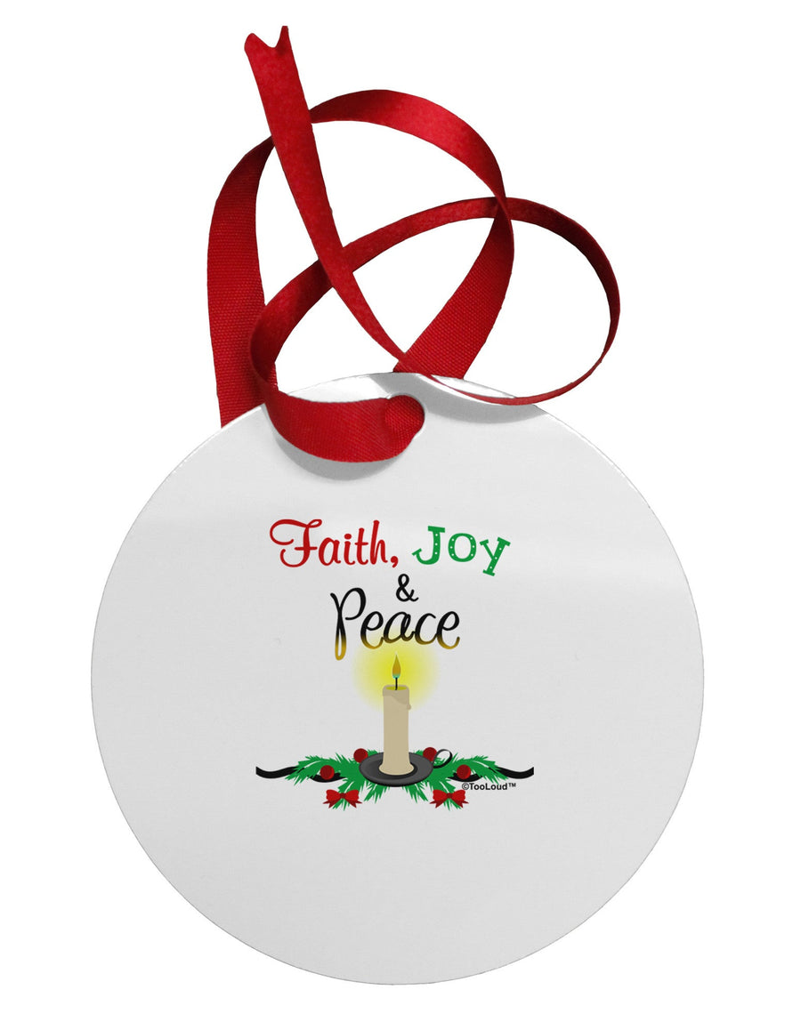 Christmas Candle with Text Circular Metal Ornament-Ornament-TooLoud-White-Davson Sales