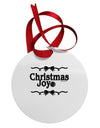 Christmas Joy BnW Circular Metal Ornament-Ornament-TooLoud-White-Davson Sales