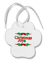 Christmas Joy Color Paw Print Shaped Ornament-Ornament-TooLoud-White-Davson Sales