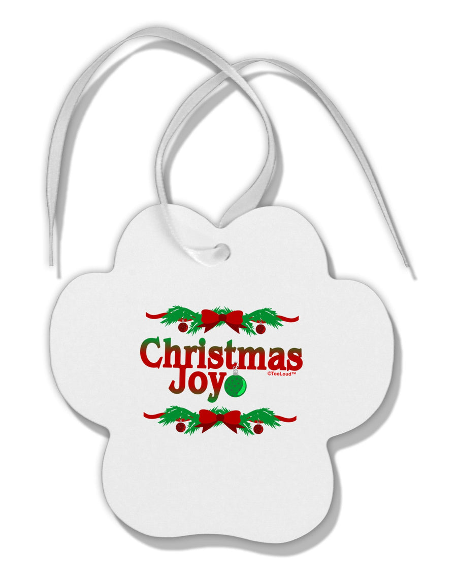 Christmas Joy Color Paw Print Shaped Ornament-Ornament-TooLoud-White-Davson Sales