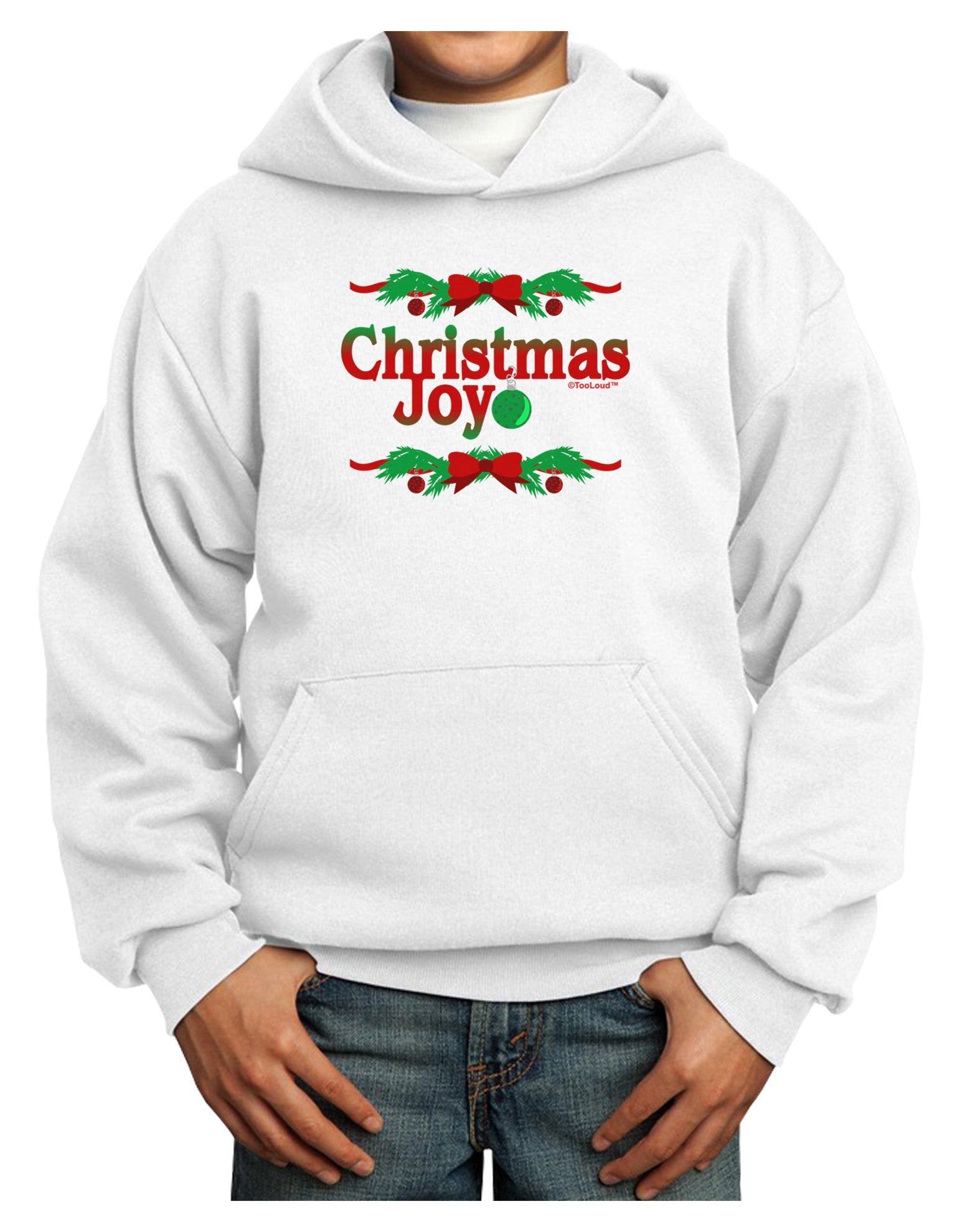 Christmas Joy Color Youth Hoodie Pullover Sweatshirt-Youth Hoodie-TooLoud-White-XS-Davson Sales